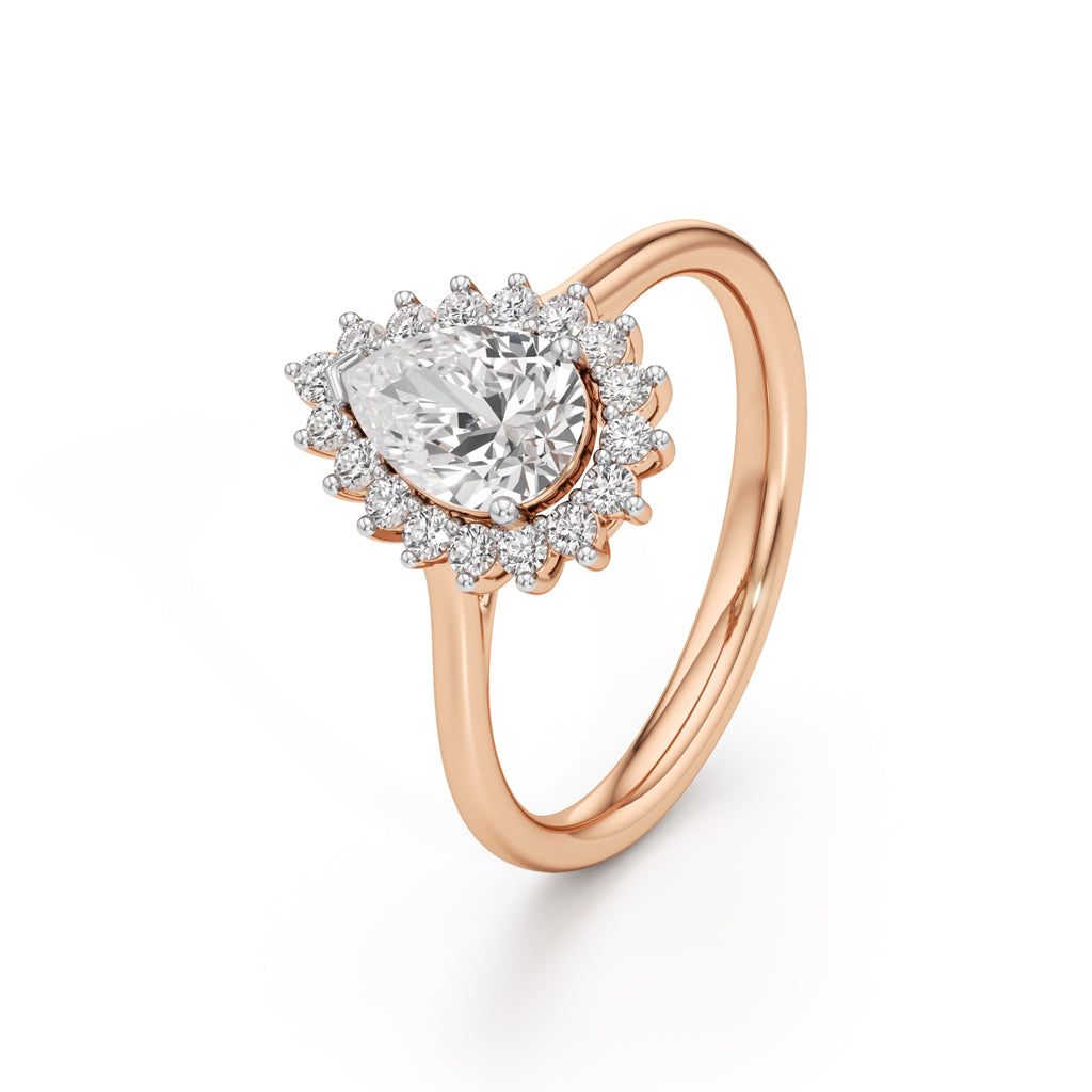 Glorielle 125Ct pear cut halo ring