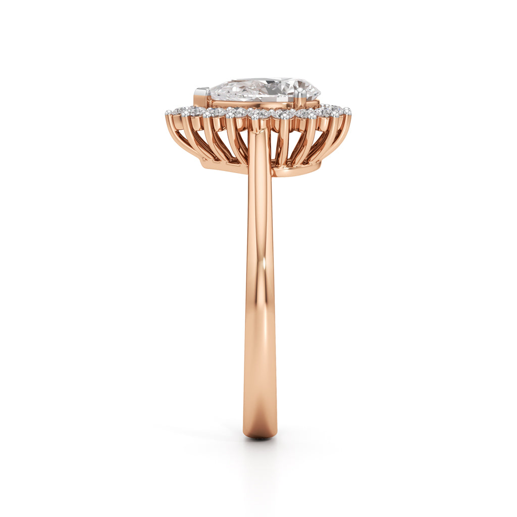 Glorielle 125Ct pear cut halo ring