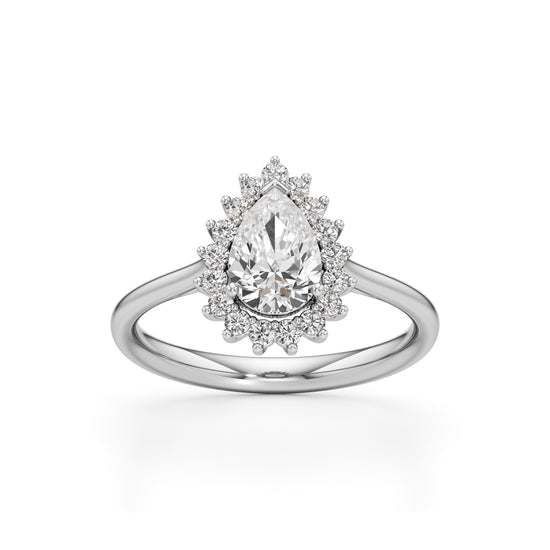 Glorielle 1.25Ct pear cut halo ring