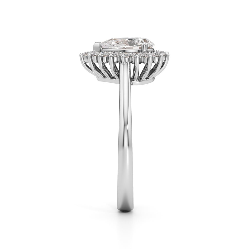 Glorielle 1.25Ct pear cut halo ring