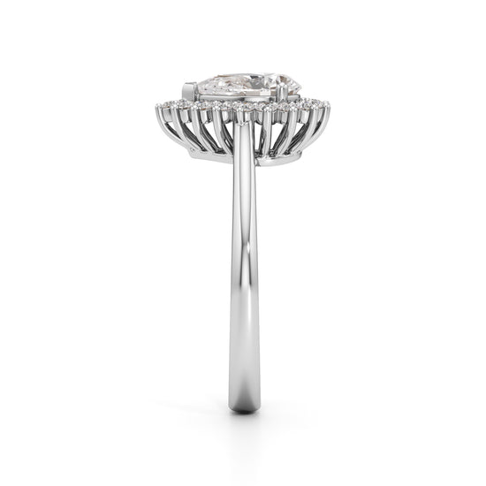 Glorielle 125Ct pear cut halo ring