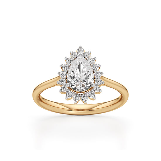 Glorielle 1.25Ct pear cut halo ring