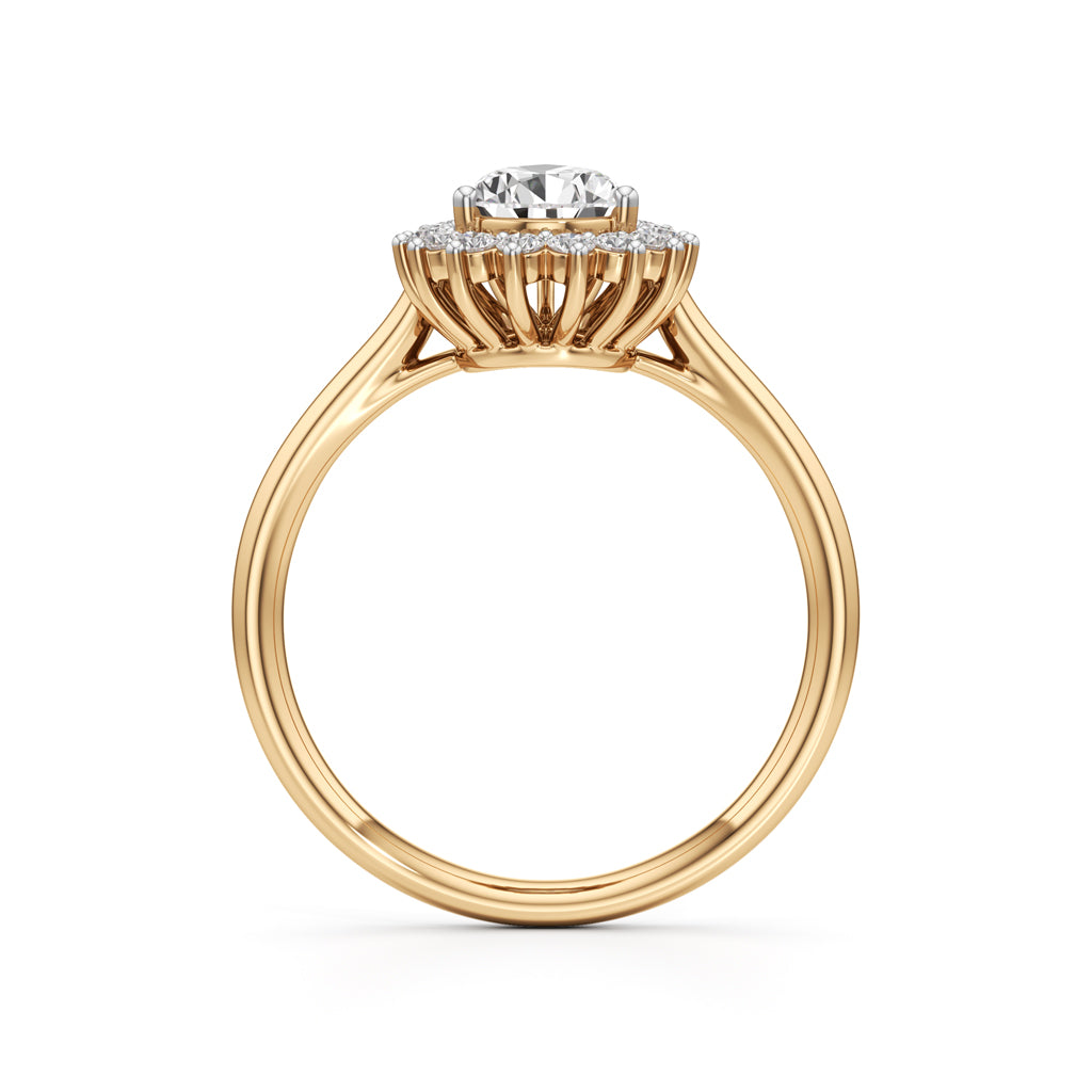 Glorielle 1.25Ct pear cut halo ring