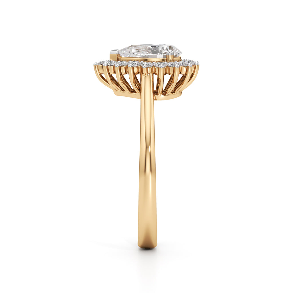 Glorielle 125Ct pear cut halo ring