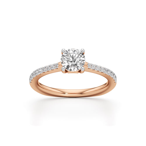 Vowria round cut sidestone engagement ring