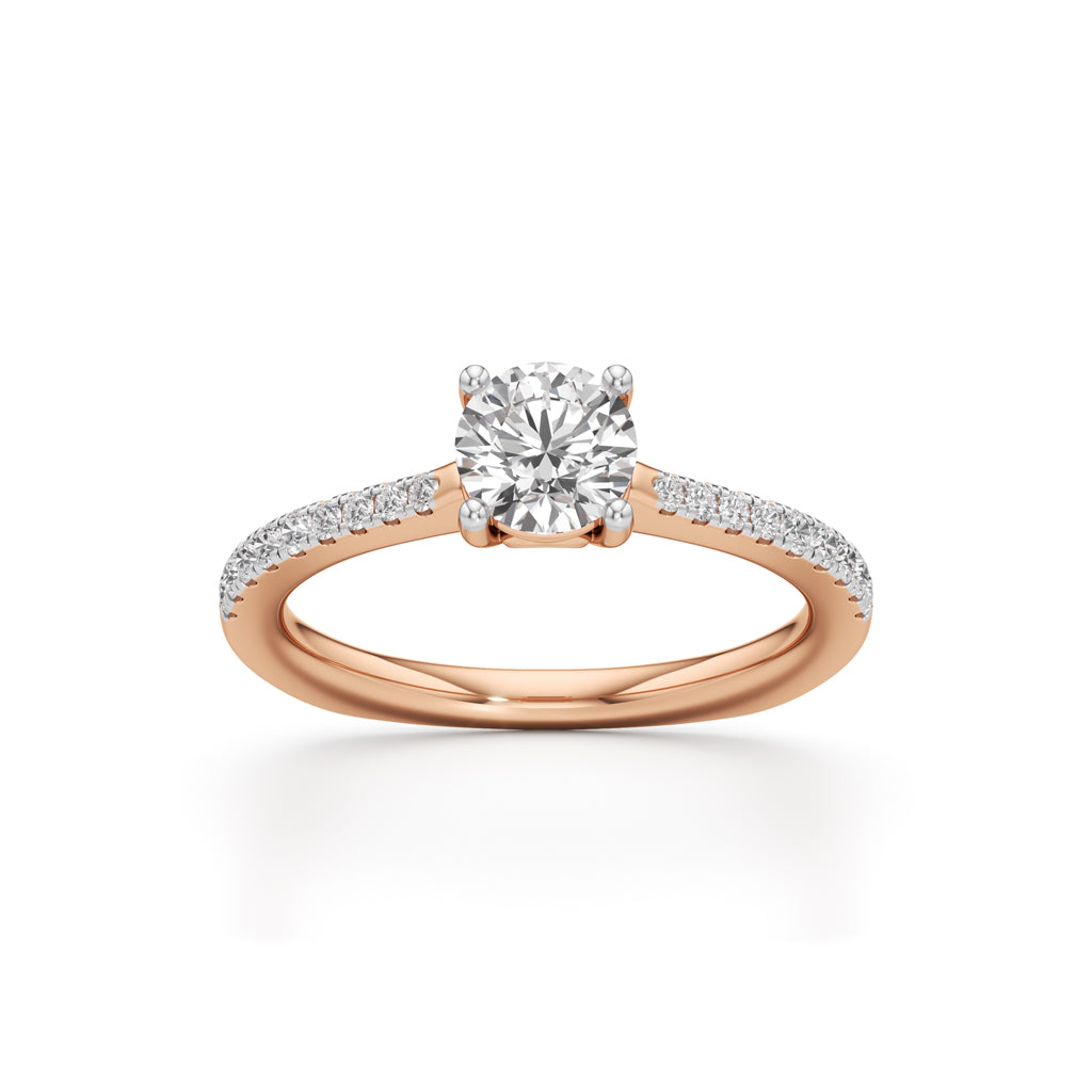 Vowria round cut sidestone engagement ring