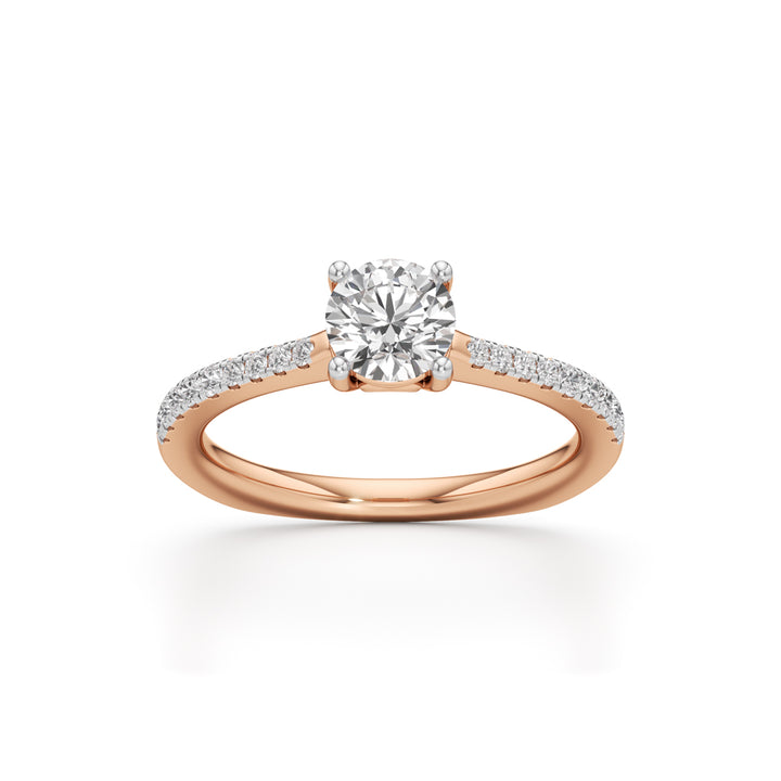 Vowria round cut sidestone engagement ring