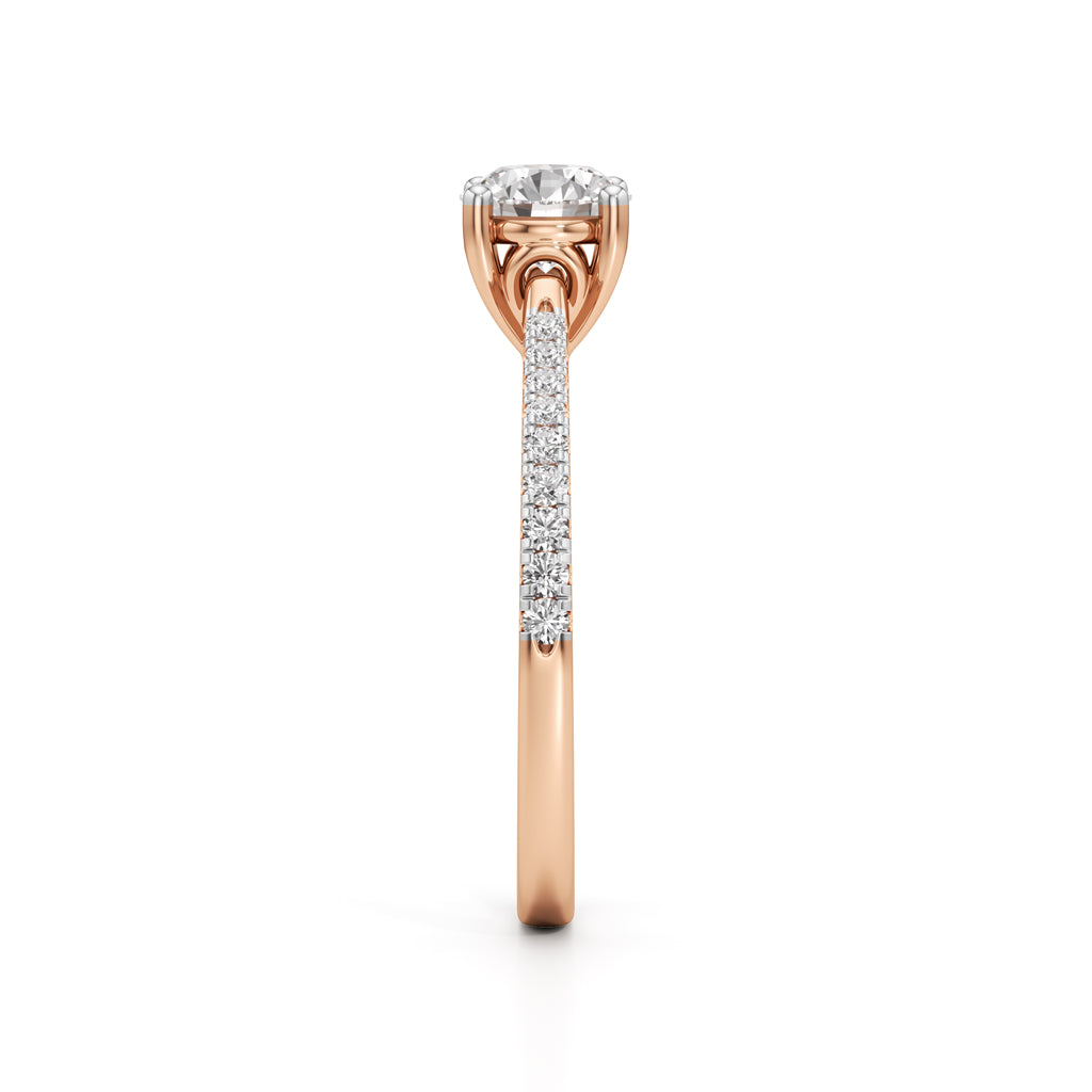 Vowria round cut sidestone engagement ring
