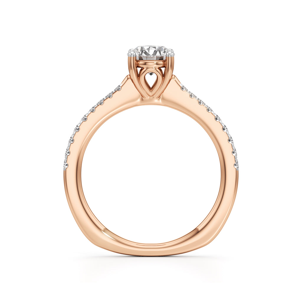 Vowria round cut sidestone engagement ring