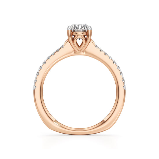 Vowria round cut sidestone engagement ring