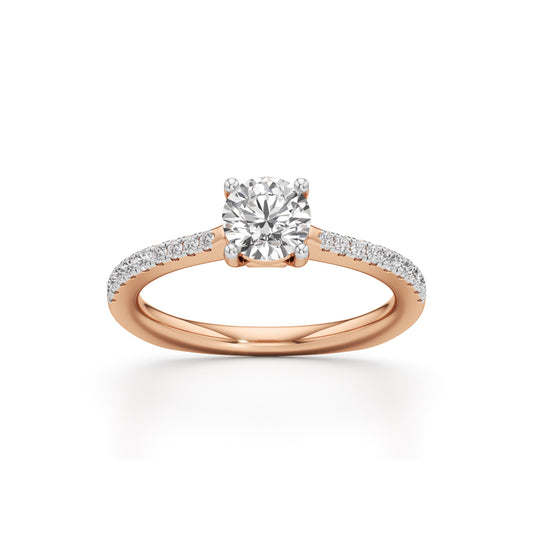 Vowria round cut sidestone engagement ring