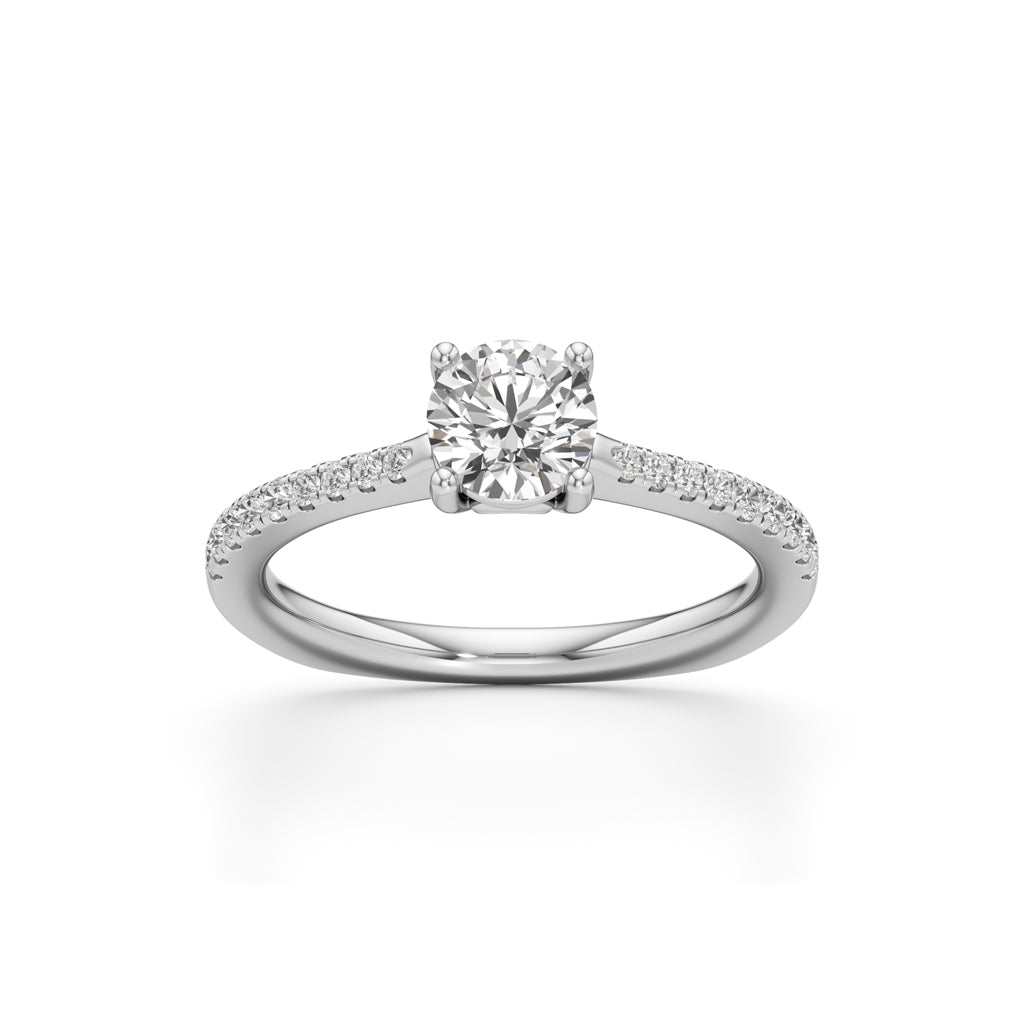 Vowria round cut sidestone engagement ring