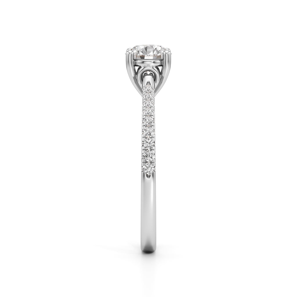 Vowria round cut sidestone engagement ring