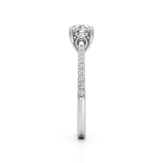 Vowria round cut sidestone engagement ring