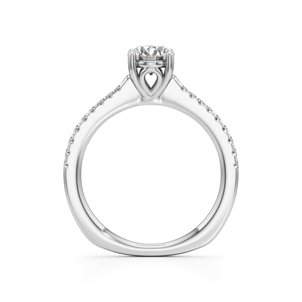 Vowria round cut sidestone engagement ring