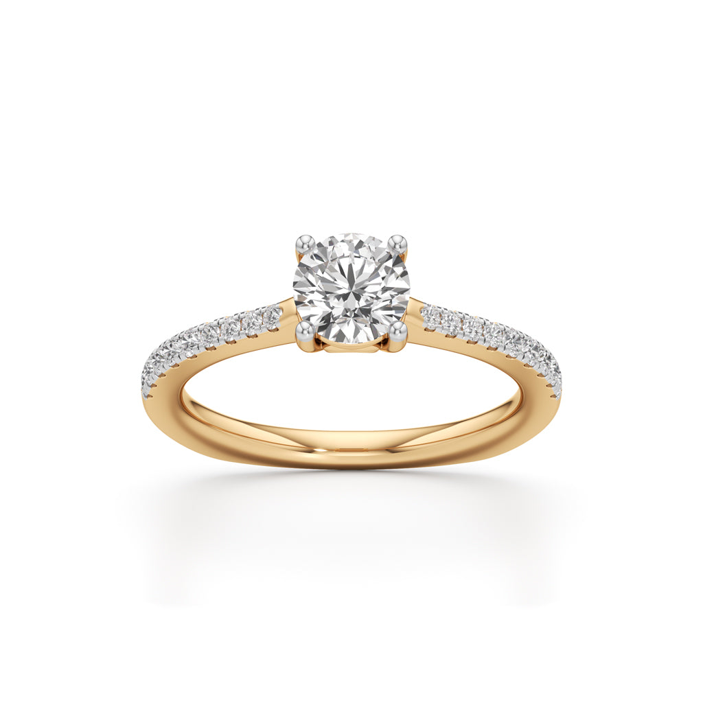 Vowria round cut sidestone engagement ring