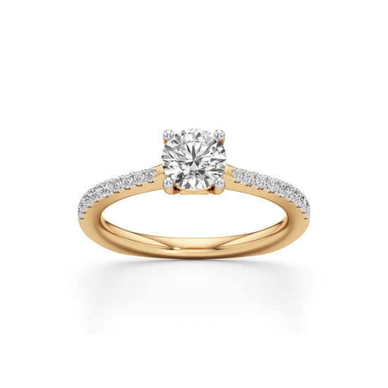 Vowria round cut sidestone engagement ring
