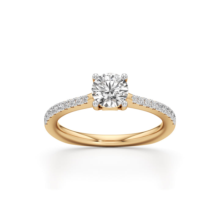 Heart-Galleried Solitaire 925 Silver 18k Gold Plated Pavé-Set Statement Ring