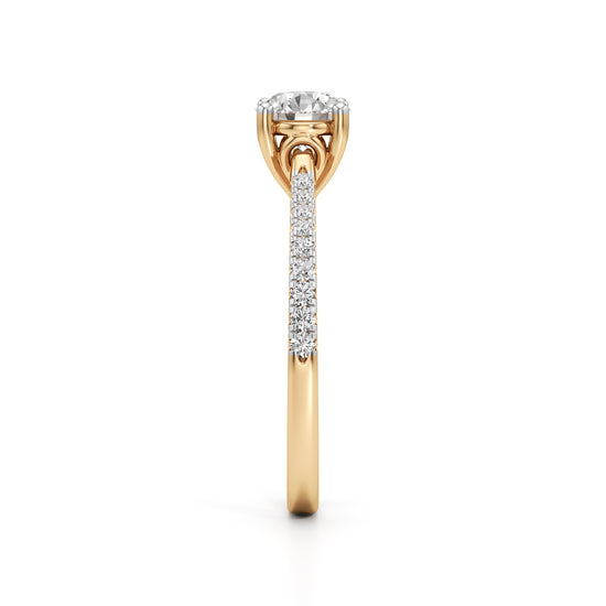 Vowria round cut sidestone engagement ring