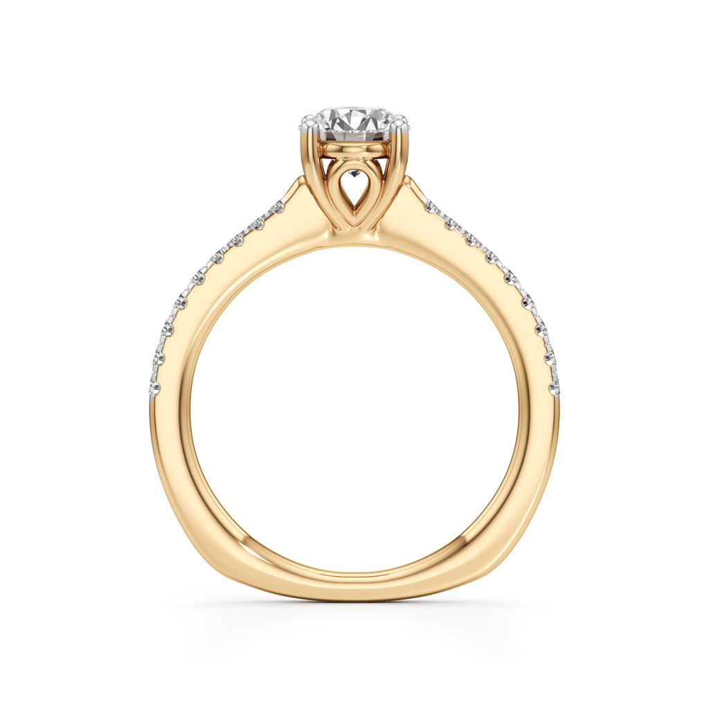 Vowria round cut sidestone engagement ring