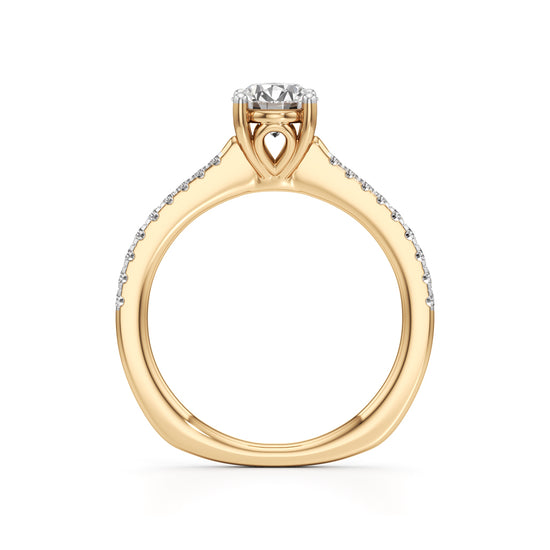 Vowria round cut sidestone engagement ring