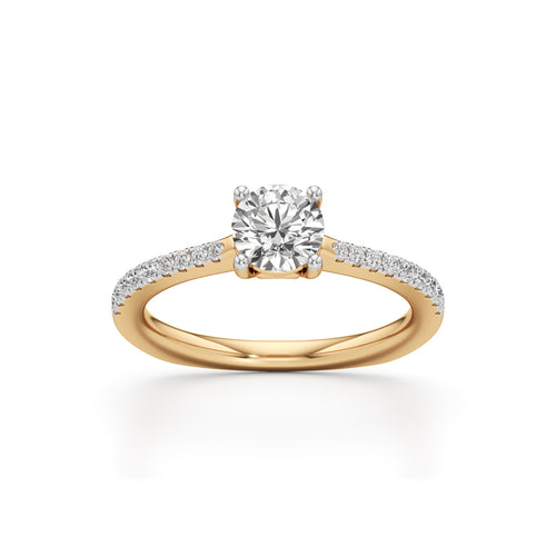 Vowria round cut sidestone engagement ring