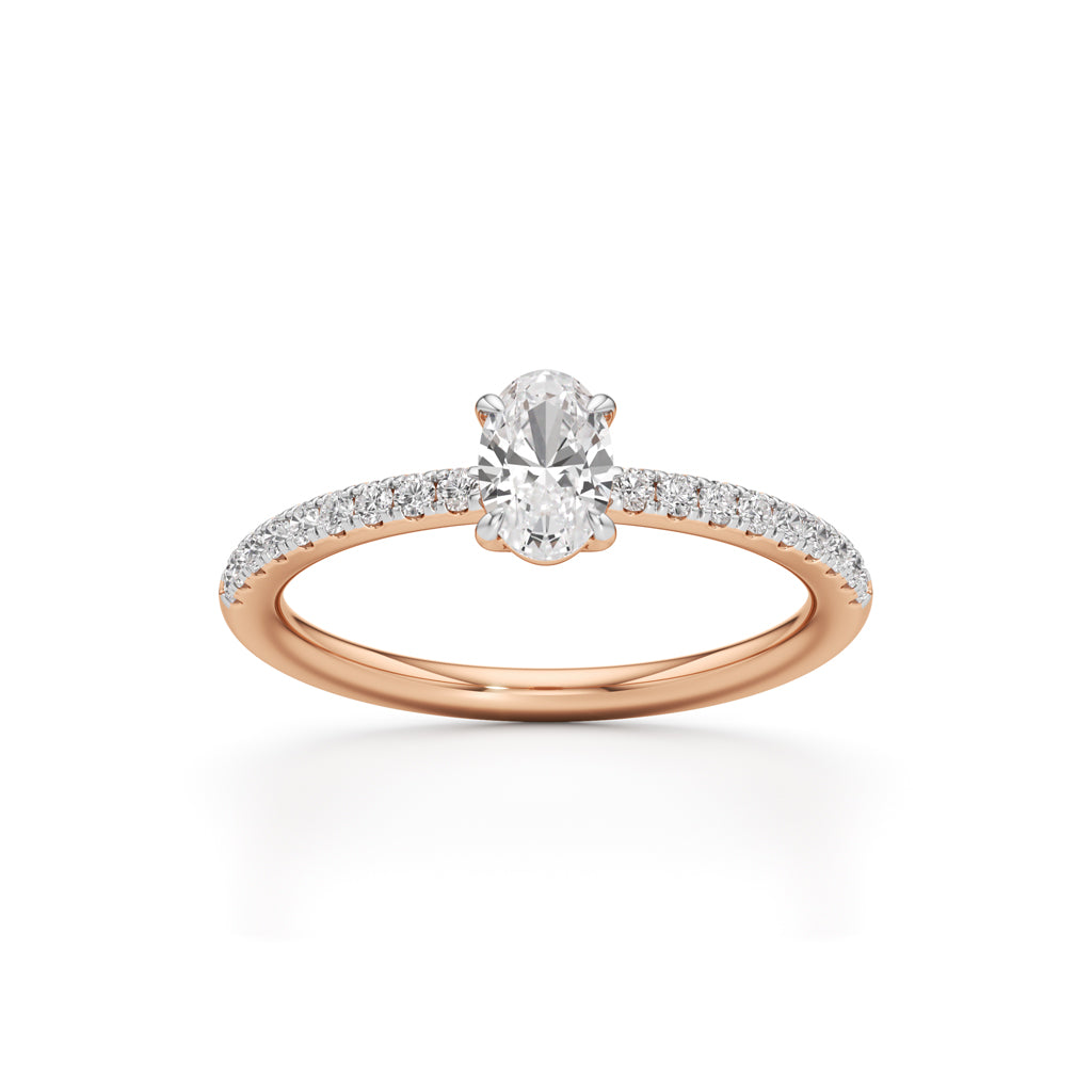 Oriside 0.50Ct Four Prong Oval Cut Side Stone Ring