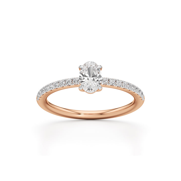 Oriside 0.50Ct Four Prong Oval Cut Side Stone Ring