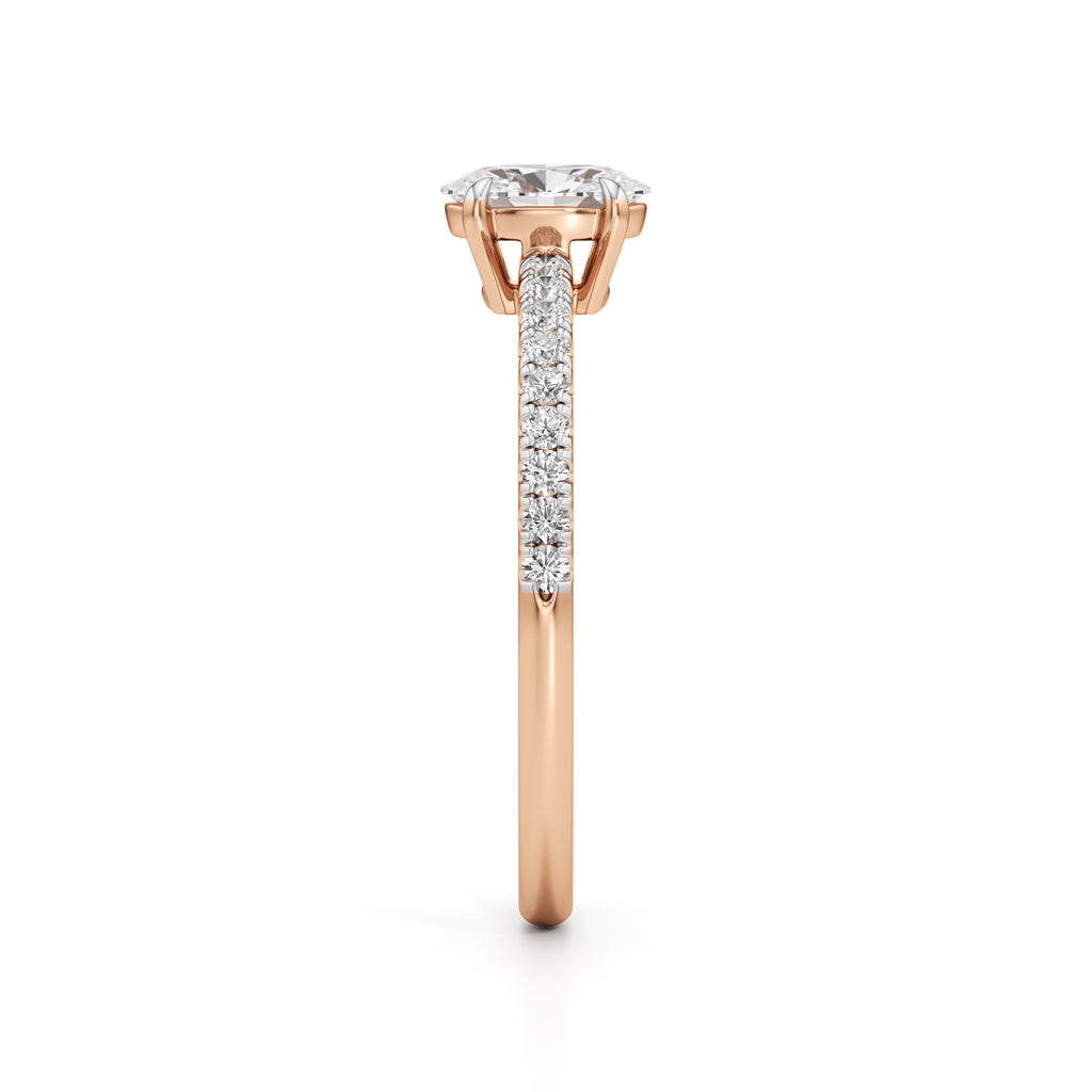 Oriside 0.50Ct Four Prong Oval Cut Side Stone Ring