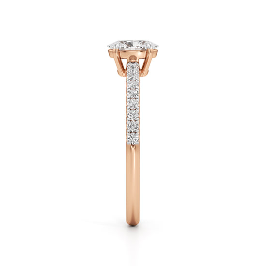 Oriside 0.50Ct Four Prong Oval Cut Side Stone Ring