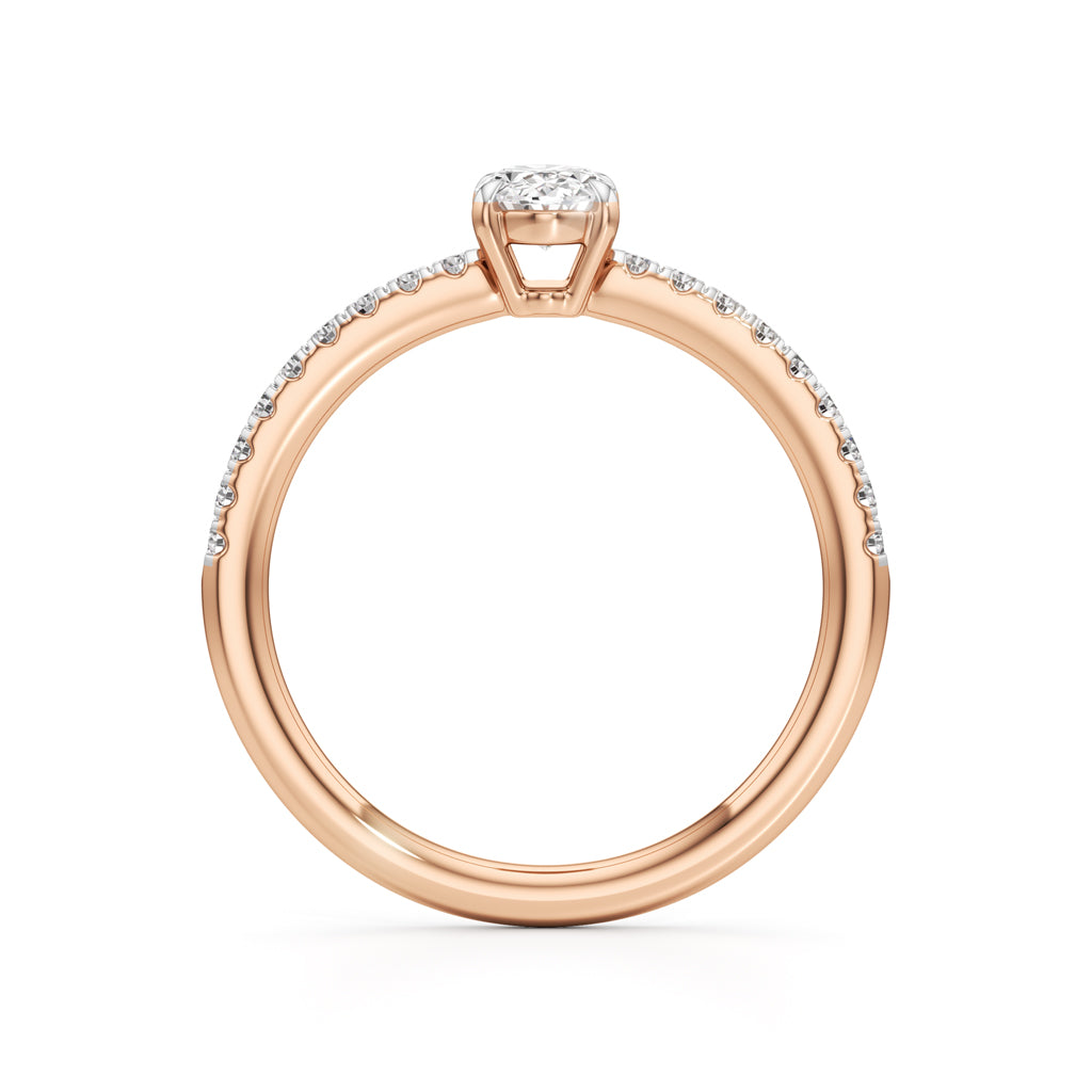 Oriside 0.50Ct Four Prong Oval Cut Side Stone Ring