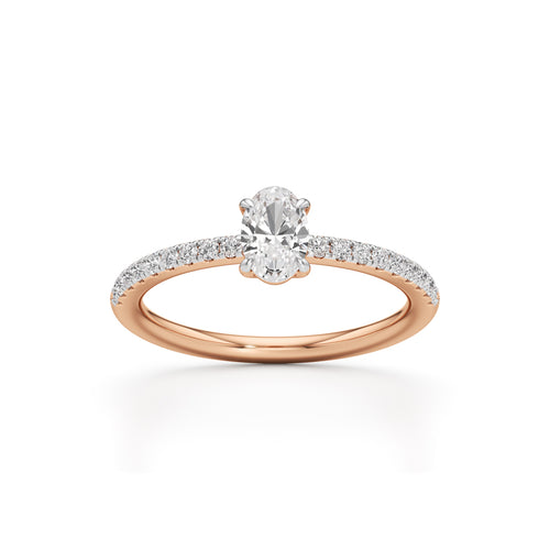 Oriside 050Ct Four Prong Oval Cut Side Stone Ring