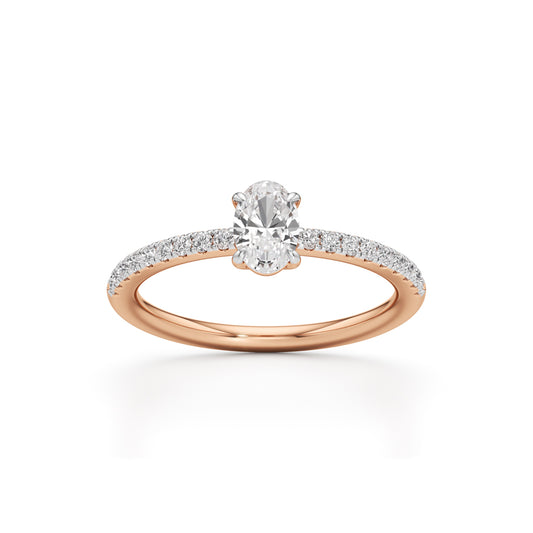 Oriside 050Ct Four Prong Oval Cut Side Stone Ring
