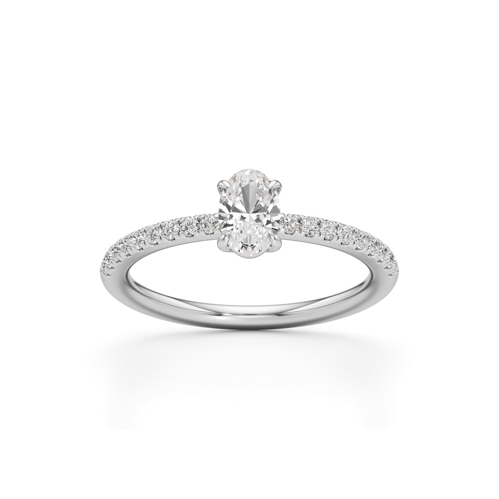 Oriside 0.50Ct Four Prong Oval Cut Side Stone Ring