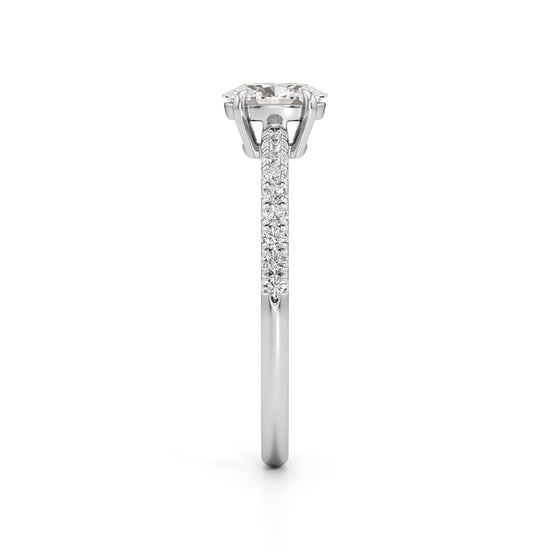 Oriside 0.50Ct Four Prong Oval Cut Side Stone Ring