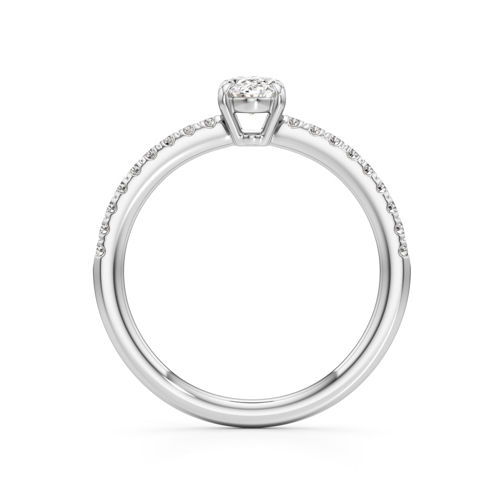Oriside 050Ct Four Prong Oval Cut Side Stone Ring