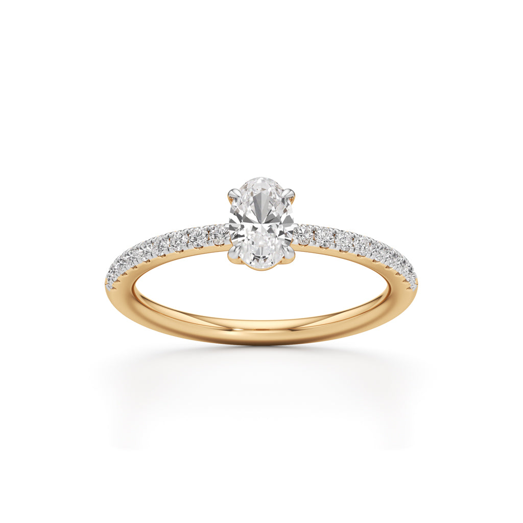 Oriside 0.50Ct Four Prong Oval Cut Side Stone Ring