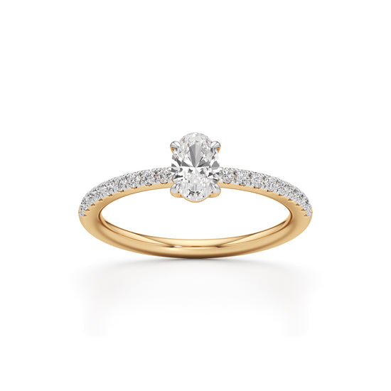 Oriside 0.50Ct Four Prong Oval Cut Side Stone Ring