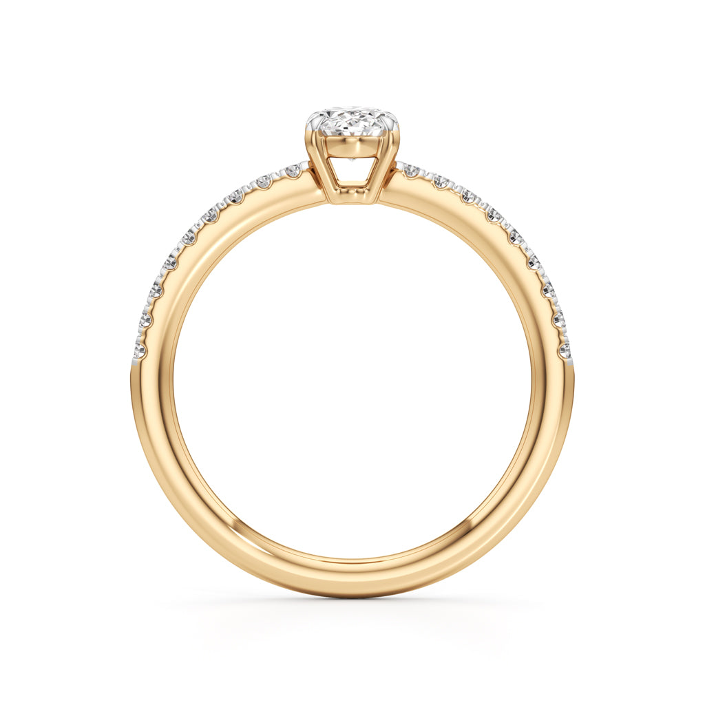 Oriside 0.50Ct Four Prong Oval Cut Side Stone Ring