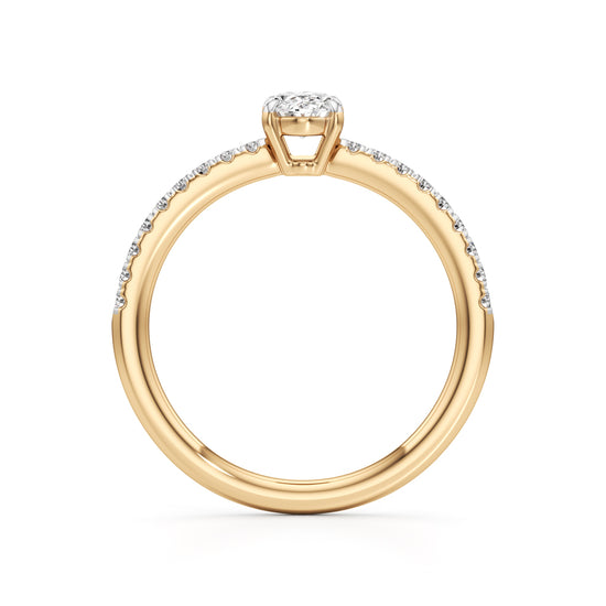Oriside 0.50Ct Four Prong Oval Cut Side Stone Ring