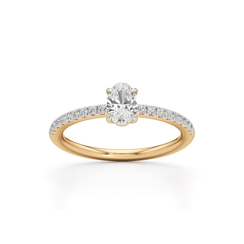 Oriside 050Ct Four Prong Oval Cut Side Stone Ring