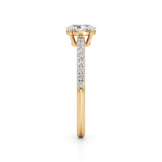 Oriside 050Ct Four Prong Oval Cut Side Stone Ring