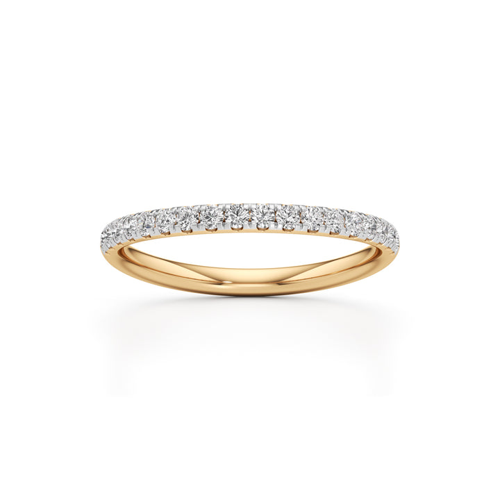 925 Silver Diamond Half Eternity Band Ring with 18K Gold Plated – Pave Set Stackable Ring