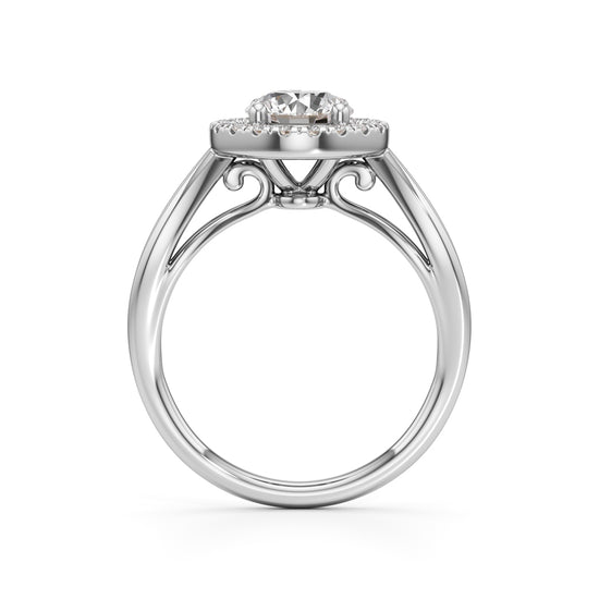 Haliena 1Ct Spli shank round cut halo ring