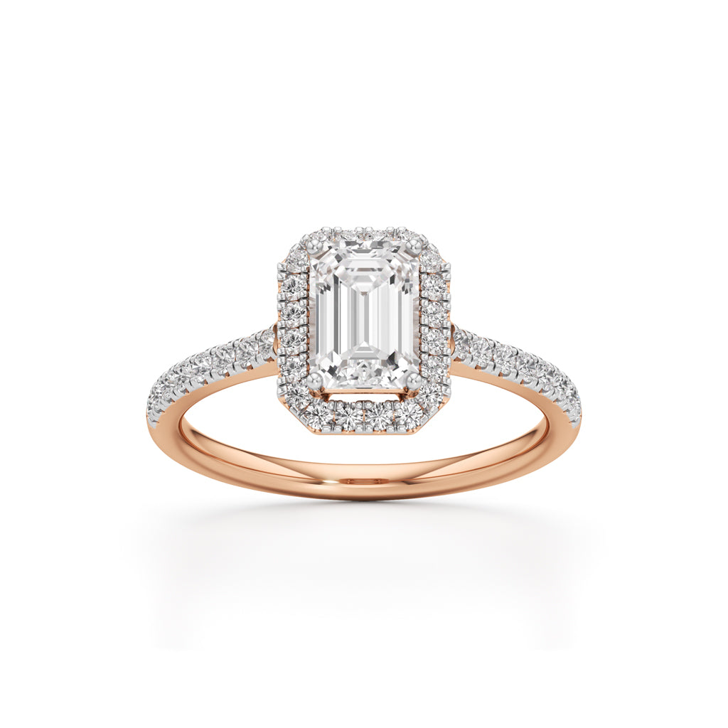 15Ct Elegant Round  Emerald Halo Ring