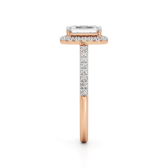 1.5Ct Elegant Round & Emerald Halo Ring