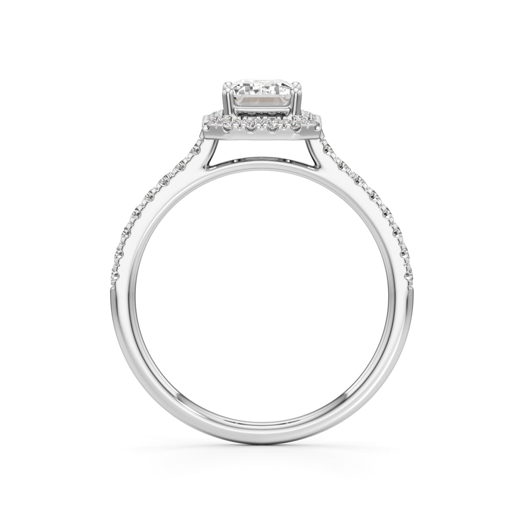 1.5Ct Elegant Round & Emerald Halo Ring