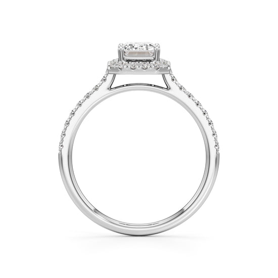 1.5Ct Elegant Round & Emerald Halo Ring