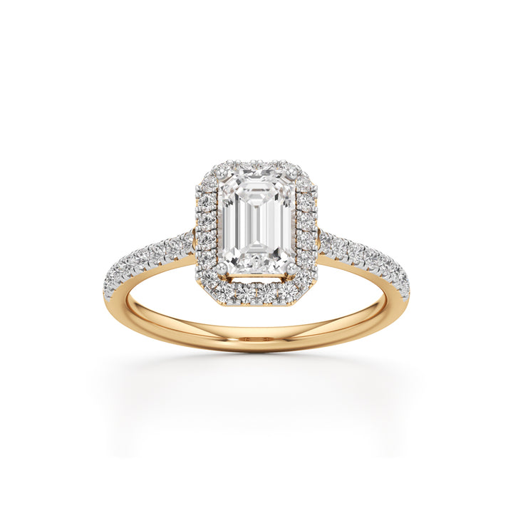 1.5Ct Elegant Round & Emerald Halo Ring