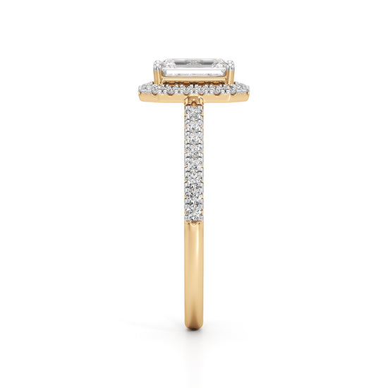 1.5Ct Elegant Round & Emerald Halo Ring